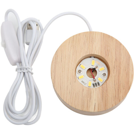 Lampe LED Rond en Chêne 2cm - Éclairage Décoratif USB pour Intérieur - Lumière Chaude 5V