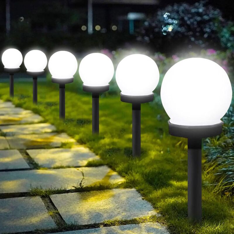 Lampe LED ronde, lampe solaire de jardin, lampe de sol extérieure, lampe solaire de jardin, lampe extérieure étanche (6 pièces)