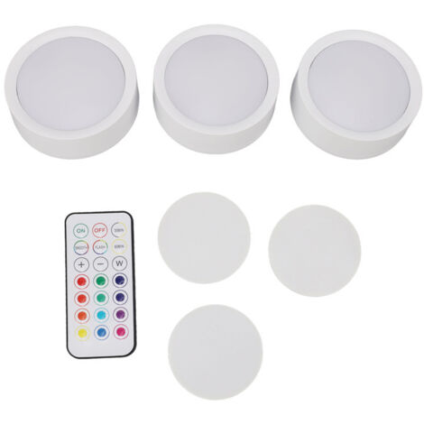 Lampe LED ronde télécommande 13 couleurs piles éclairage sous meuble placard comptoir