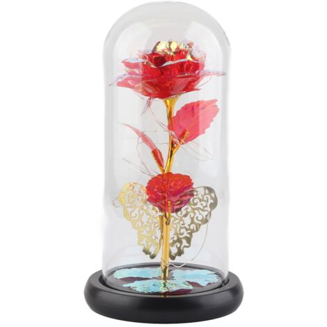 Lampe LED Rose Colorée avec Couvercle en Verre - Décoration Romantique pour Chambre, Mariage et Fêtes