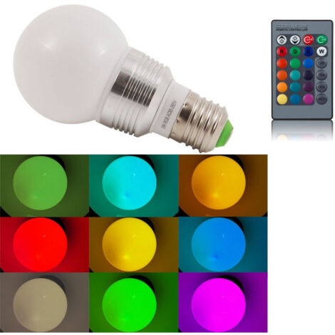 Lampe Led Rvb 220v E27 Spot 3w Watt Avec Télécommande Ampoule
