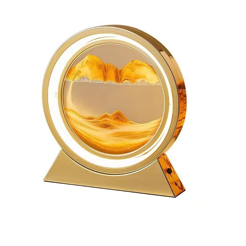 Lampe led sablier 3D, 10 pouces Quicksand Night Light Quicksand Moving Rotating Art Sand Scene Crafts Ornement de table, 3 couleurs Gradation usb