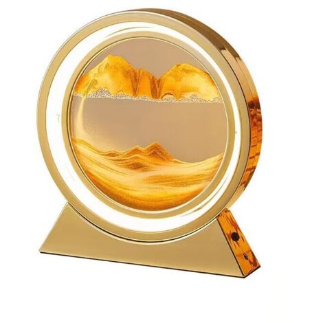 Lampe LED sablier 3D, 10 pouces Quicksand Night Light Quicksand Moving Rotating Art Sand Scene Crafts Ornement de table, 3 couleurs Gradation USB Moving Sand Painting Light for Home Decor Gift - RWLam