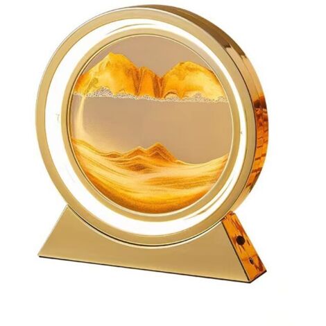 Lampe LED sablier 3D, 10 pouces Quicksand Night Light Quicksand Moving Rotating Art Sand Scene Crafts Ornement de table, 3 couleurs Gradation USB Moving Sand Painting Light for Home Decor Gift - RWLam