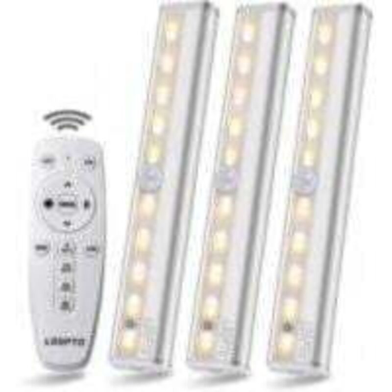 ZVD - Lampe led sans Fil 3 Packs avec Télécommande - Pour Chambres, Armoires, Vitrines, Aucun Câblage Requis