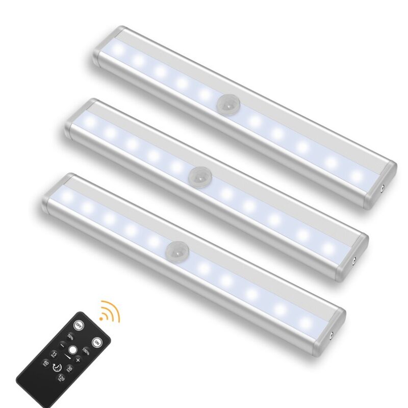 Lampe led sans Fil 3 Packs avec Télécommande - Pour Chambres, Armoires, Vitrines, Aucun Câblage Requis(lumière blanche)