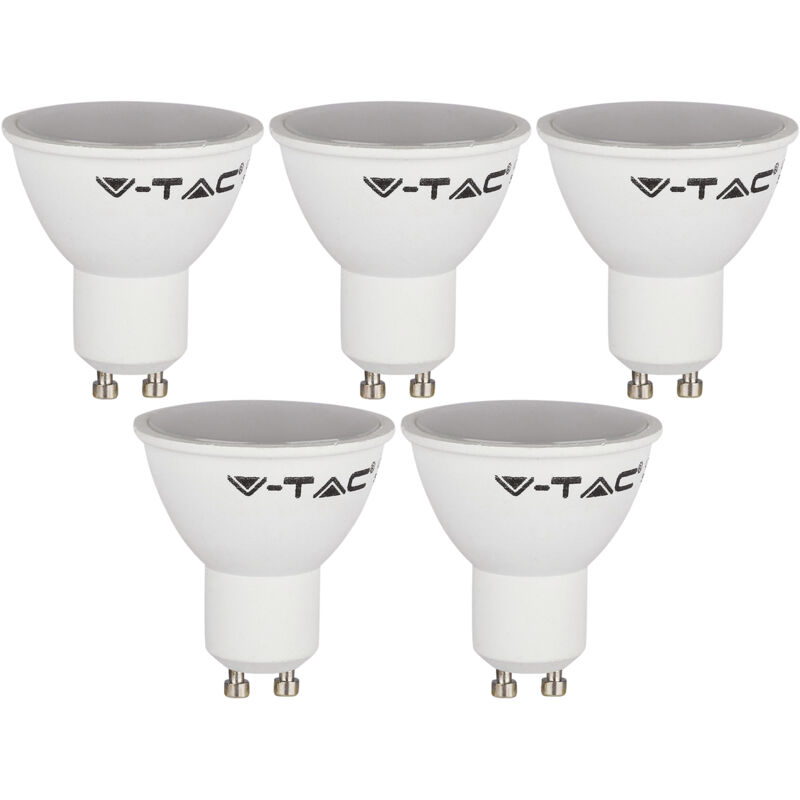 Lampe LED-SMD V-TAC, PAR16, GU10, EEK : F, 4,5W, 400lm, 3000K, 5 pièces