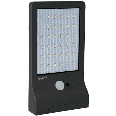 Lampe LED Solaire 3W 370 lumens 6000K LI ION Applique exterieure noir avec détection ASLO - Noir