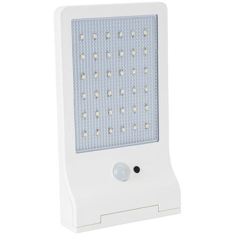 Lampe LED Solaire 3W 370 Lumens LI ION 6000K Applique Blanc exterieure avec detecteur de mouvement ASLO