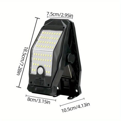 Lampe LED Solaire à Détecteur de Mouvement – Lampadaire d’Extérieur à Clipser, Rechargeable USB, IP44 pour Jardin, Patio et Terrasse