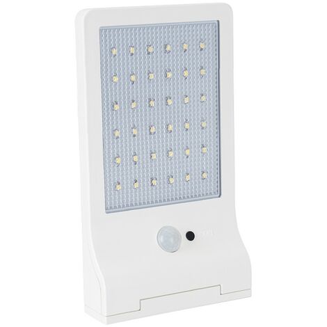Lampe LED Solaire ASLO 3W 370 Lumens LI ION 6000K Applique Blanc exterieure avec detecteur de mouvement - Blanc