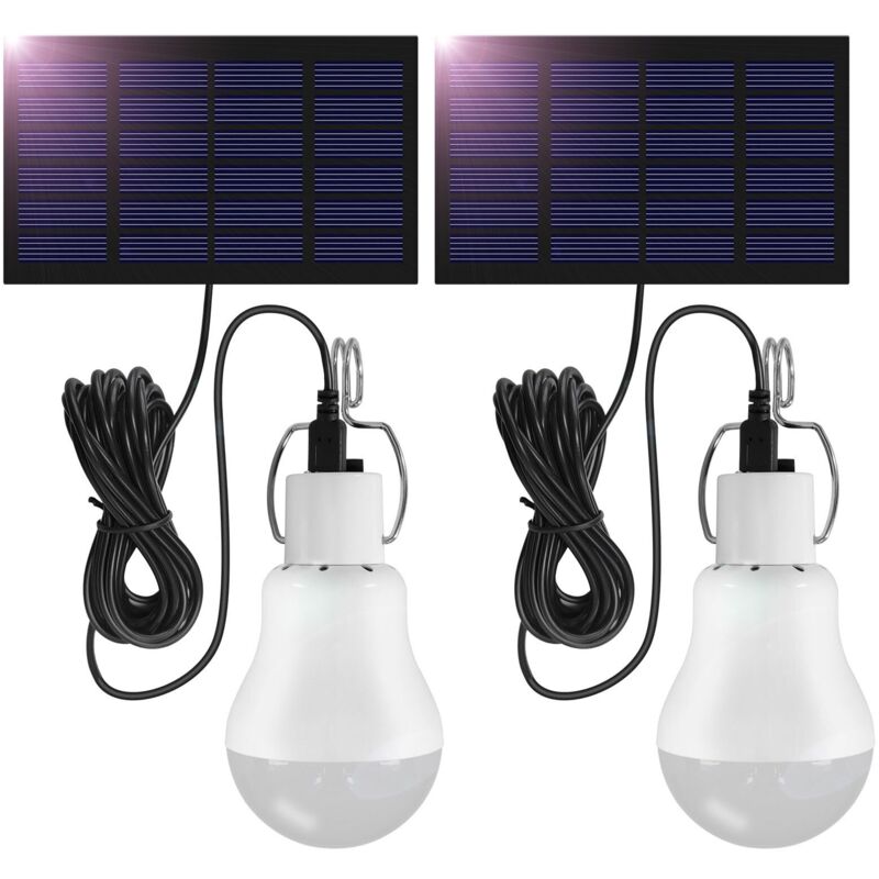 Lampe LED Solaire Extérieure à Suspendre 3W Avec 3,45M Câble, Lanterne Solaire Portable Avec Panneau Solaire, Ampoule LED Solaire Recahrgeable pour