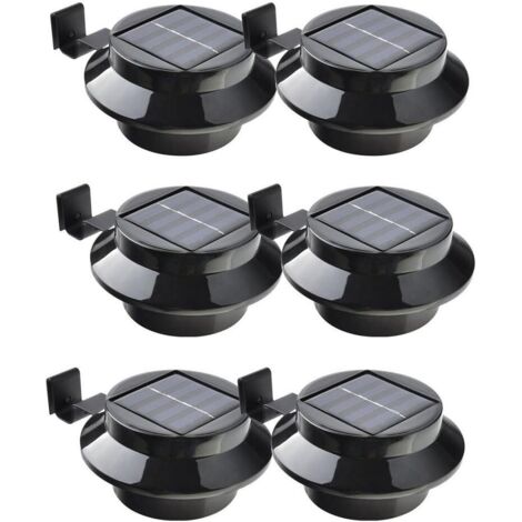 Lampe Led Solaire - Pour Gouttière Clôture Toit Jardin Mur - Noir - Lot De 6