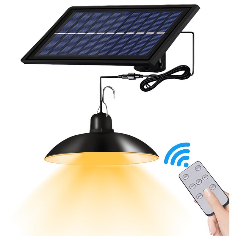 Lampe led Solaire suspendue avec telecommande, impermeable conforme a la norme IP65, eclairage d'exterieur et d'interieur, ideal pour un jardin, une