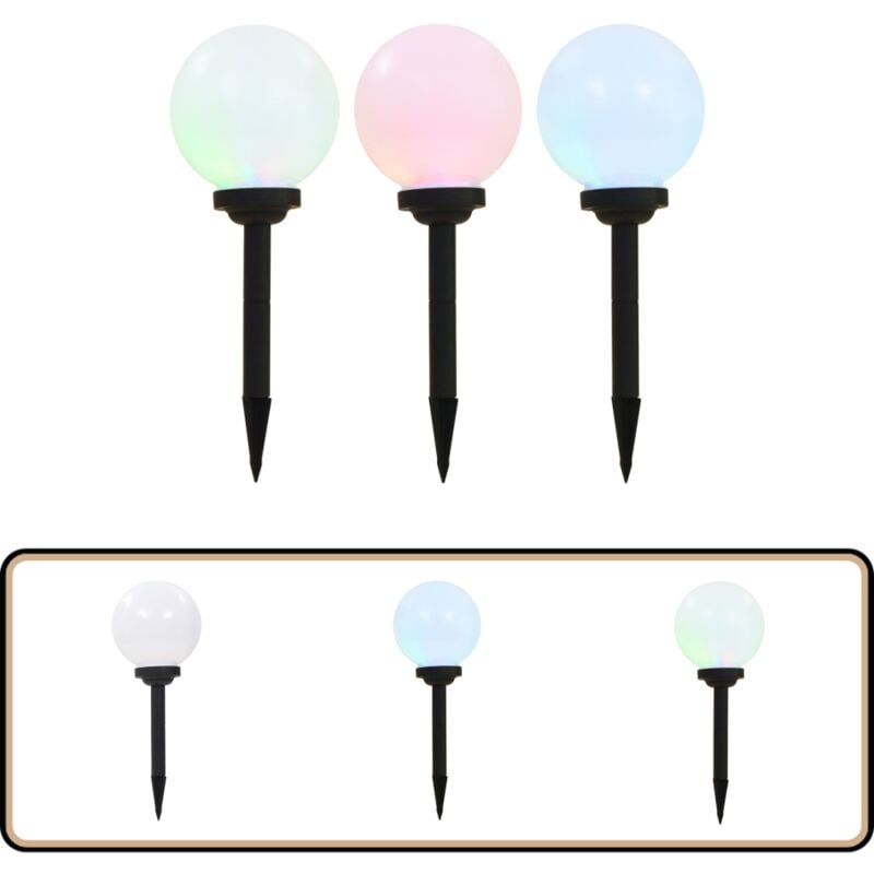 Lampe led sphérique solaire d'extérieur 3 pcs 20 cm rvb - Lampes Solaires Exterieures - Éclairage Extérieur - Décoration Jardin - Luminaire Solaire