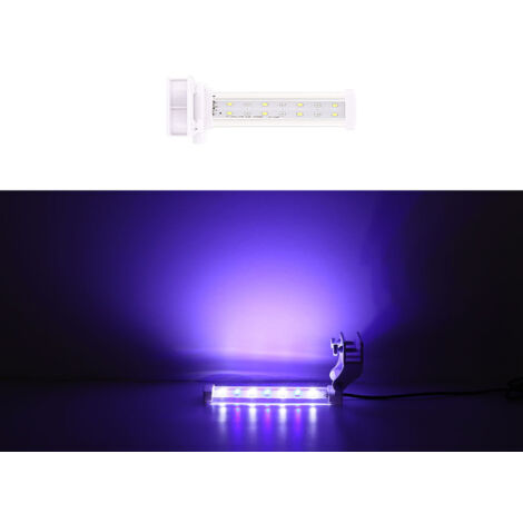 Lampe LED submersible pour aquarium de 15 cm (6 pouces), bleue et blanche, avec pince.