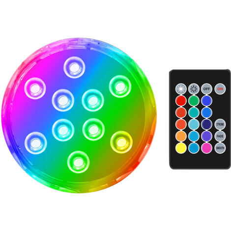 Lampe LED submersible pour piscine, 15 couleurs, résistante à l'eau, RGB, Submersible, avec télécommande, pour décoration de jardin extérieur
