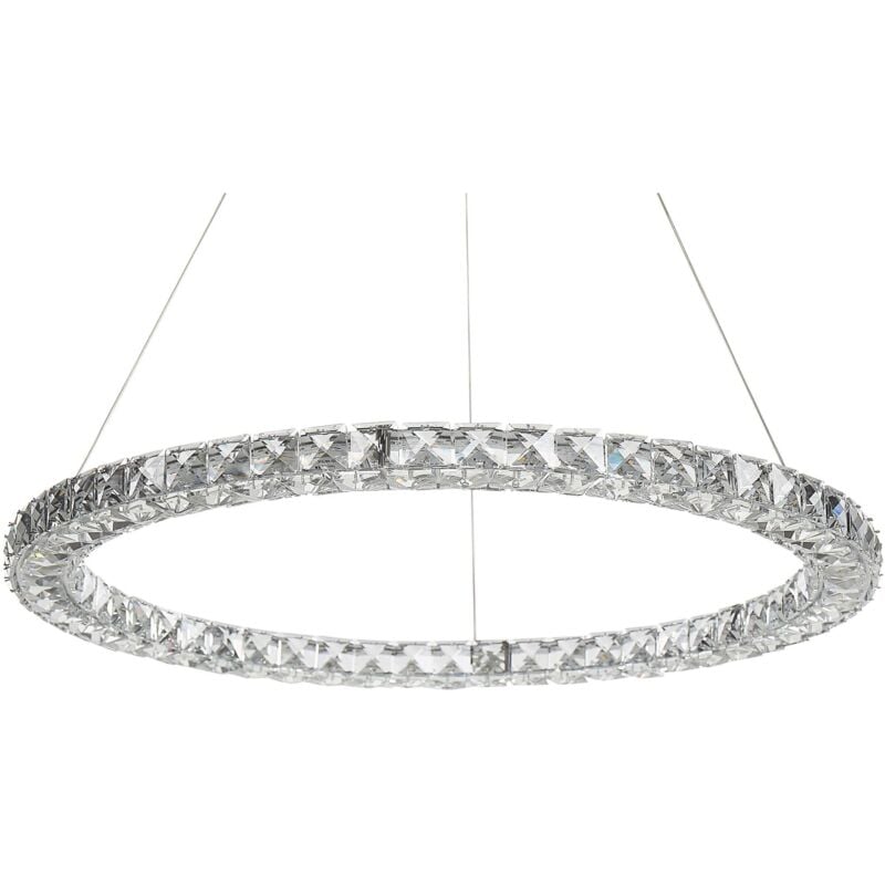 Beliani - Lampe Suspendue Moderne avec led Intégrée Ronde en Cristal et Métal Argenté Magat