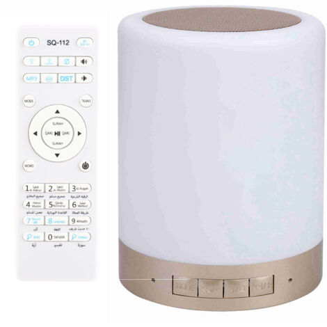 Lampe LED tactile portable 8GMP3 avec télécommande sans fil et haut-parleur Bluetooth Coran en 17 langues