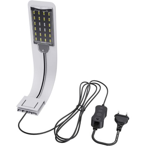 Lampe LED ultra-compacte pour petits aquariums, mini lampe à pince pour aquarium avec 24 LED blanches pour aquarium de 30 à 40 cm, 10 W (blanc)