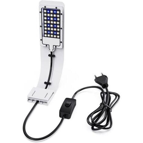 Lampe LED Ultra-mince pour Petit Aquarium (Blanche), Lampe Éclairage Aquarium avec 40 LEDs Lumière Blanche et Bleue pour Aquarium, 10W, 1200LM