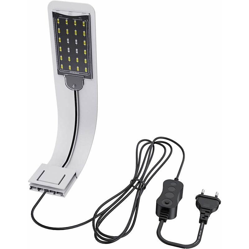 Lampe LED ultra-petite pour petits aquariums, mini lampes à clip pour aquarium, avec 24 LED blanches, pour aquariums de 30-40cm, 10W (noir)