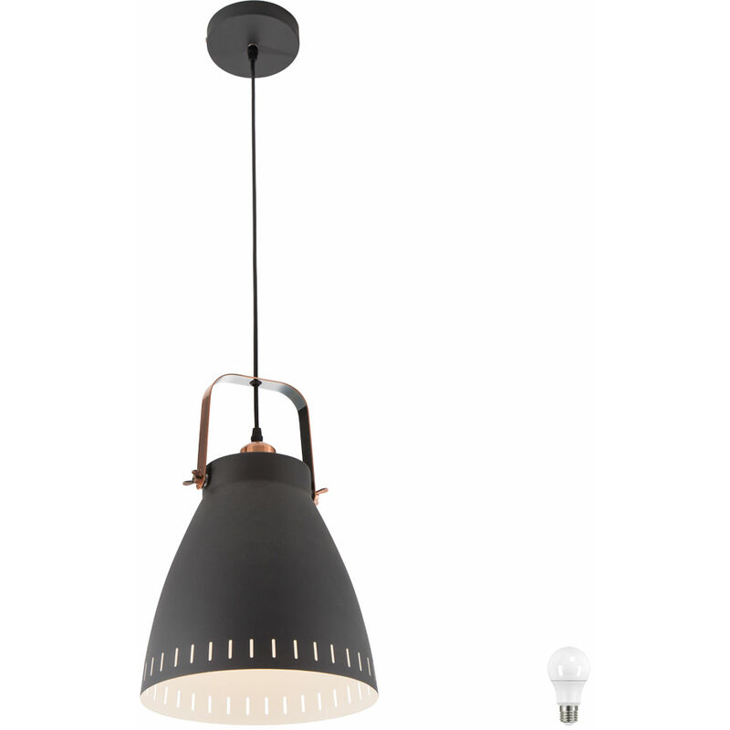 Etc-shop - Spot pendule salon cuisine suspension lampe plafonnier noir dans un ensemble comprenant des ampoules LED