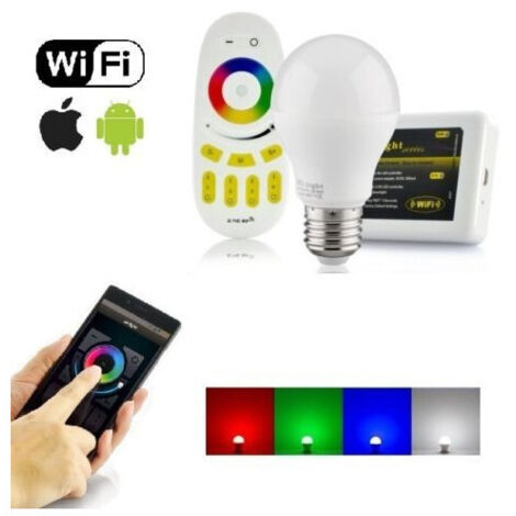 Lampe Led Wifi Lumière Blanche Rgb Multicolore E27 Télécommande Rf Module Smartphone