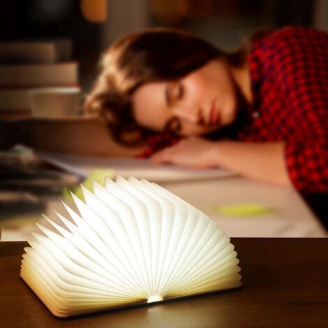 lampe livre,500 Lumens Pliante en Forme de Livre avec 2000mAh Batterie Lithium Lampe de chevet Veilleuse lumières Lampes d'ambiance
