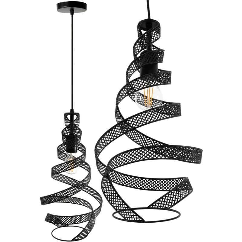 Lampe suspendue LH2063 loft noir maille 1-POINTS de lumière E27 23X23X41-105CM reglable