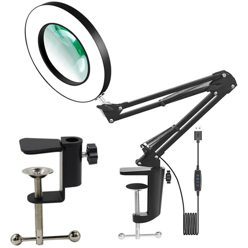 Lampe loupe annulaire de bureau - Pour la maintenance de précision des composants électroniques - 1 unité, grossissement 10x