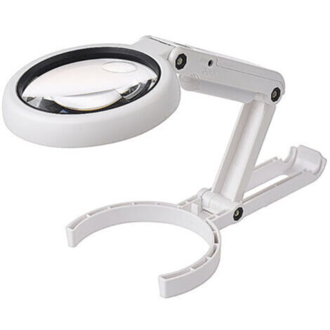 Lampe loupe de bureau pliable avec loupe intégrée - Grossissement 5x/11x - 8 LED - Alimentation USB/piles