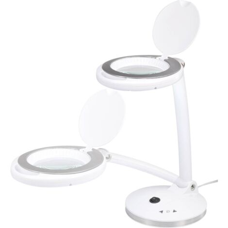 Lampe loupe ronde 12 cm blanche avec socle de table