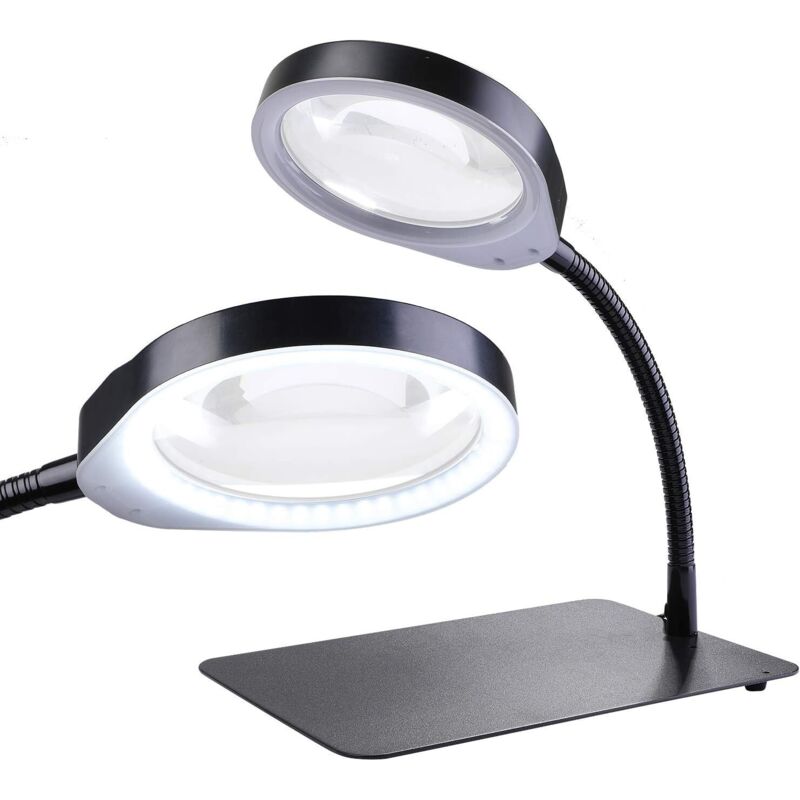 Lampe Loupe, Grossissement 10X Loupe de Table Daylight Flexible loupe de Bureau pour Travaux, Réparation, Montre, Cosmétologie (Noir, 10X)