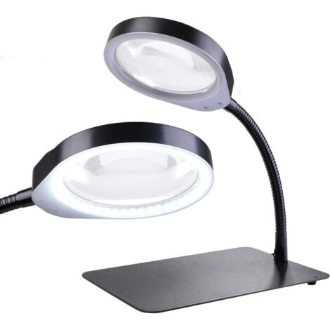 Lampe Loupe, Grossissement 10X Loupe de Table Daylight Flexible loupe de Bureau pour Travaux, Réparation, Montre, Cosmétologie (Noir, 10X)