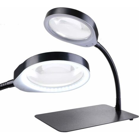 Lampe Loupe, Grossissement 10X Loupe de Table Daylight Flexible loupe de Bureau pour Travaux, Réparation, Montre, Cosmétologie (Noir, 10X)