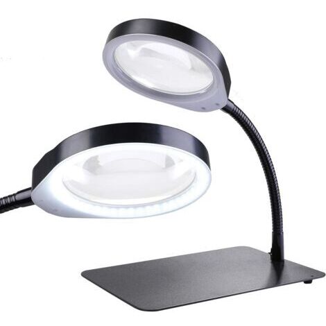Lampe Loupe, Grossissement 10X Loupe de Table Daylight Flexible loupe de Bureau pour Travaux, Réparation, Montre, Cosmétologie (Noir, 10X)dengyank