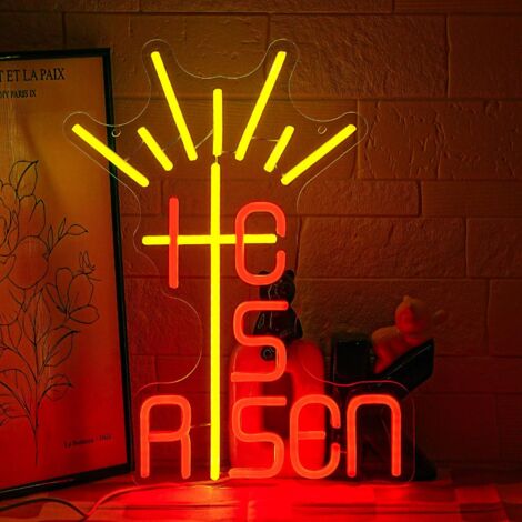 Lampe lumineuse néon croix de Pâques, croix néon, Jésus néon, néon LED religieux, mur, cadeau pour une fête de Pâques