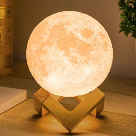 Lampe lune 18 cm LED 16 couleurs, veilleuse tactile avec télécommande