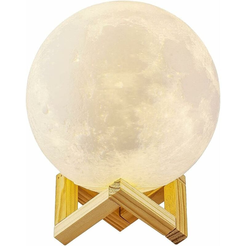 Lampe Lune 3D, ALED LIGHT Veilleuse LED Lampe Luna Tactile 3 Couleurs, 15cm/5,9inch Diamètre, USB Rechargeable Veilleuse Lune pour Chambre Salon Café