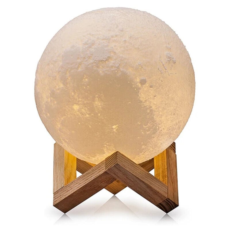 Ahlsen - Lampe Lune 3D, Veilleuse led Lampe Luna Tactile 3 Couleurs, 15cm/5,9inch Diamètre - white