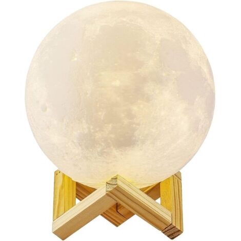 Lampe Lune 3D, Veilleuse LED Lampe Luna Tactile 3 Couleurs, USB Rechargeable Veilleuse Lune