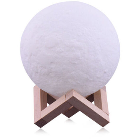Lampe Lune 3D, Veilleuse LED Lampe Luna Tactile 3 Couleurs, USB Rechargeable Veilleuse Lune pour Chambre Salon Café Cadeau Anniversaire Noël