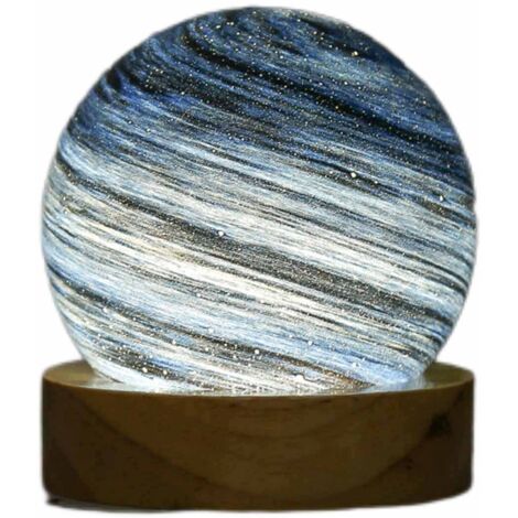 Lampe Lune Planète Unique  Éco Friendly Glass Base Bois  3 Colors Dimming Stepless  Cadeau Décoration Romantique Pour Chambre Salon Wedding