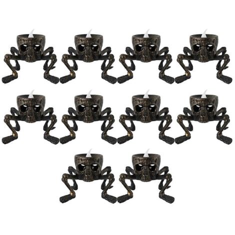 Lampe main squelette d'Halloween, bougie électronique LED, B--