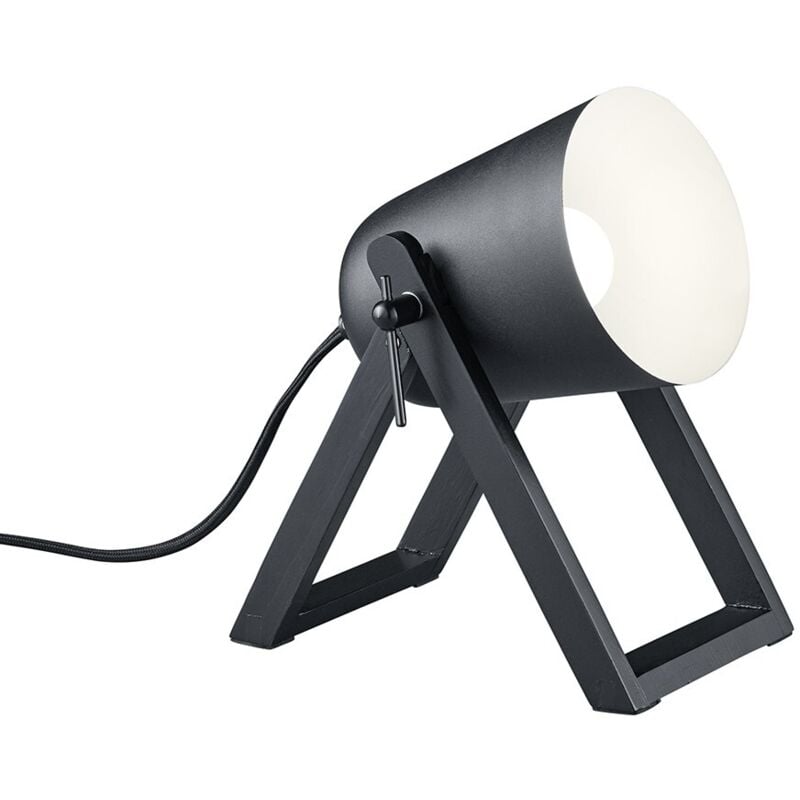 Defibrico - Lampe design, Lampe à poser bois métal Marc Noir en Metal, trio