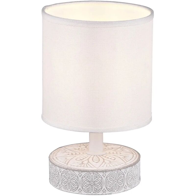 Lampe de table blanche moderne abat-jour en tissu céramique Marie Trio Lighting