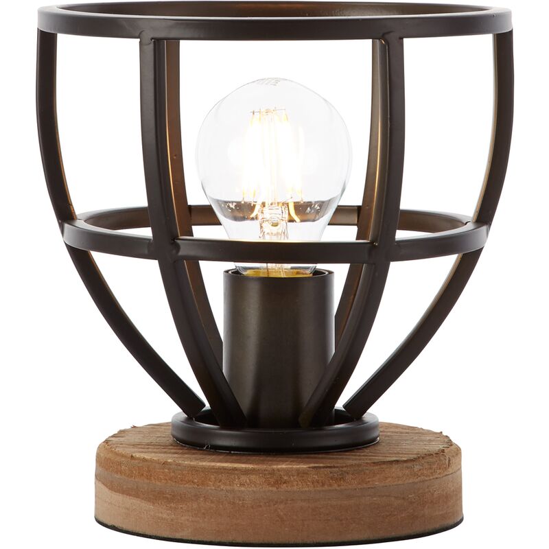 Brilliant - Lampe de table Matrix bois noir Ø18cm - Noir et bois