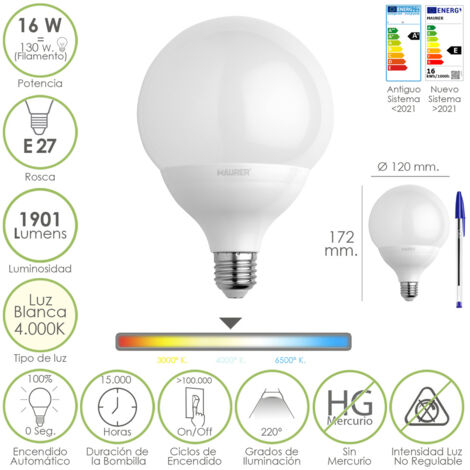 Lampe Maurer globe 16 Watt 1901 Lumen