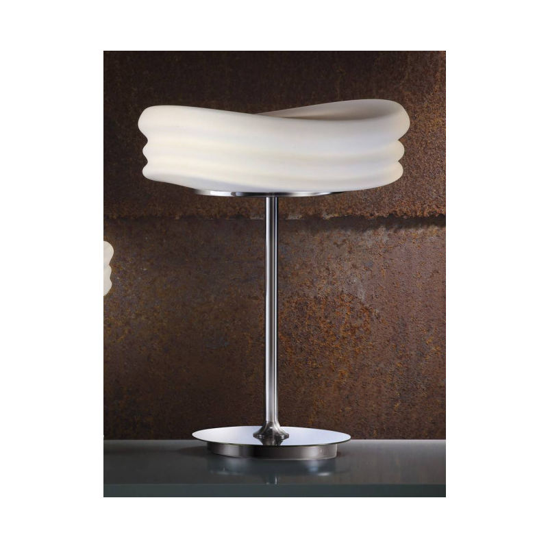 Diyas - Lampe de Table Mediterraneo 2 Ampoules E27 Medium, chrome poli/verre blanc dépoli - Chrome